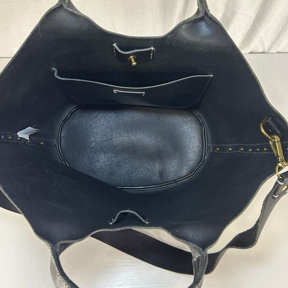 Madewell Edinburgh Bucket Tote Bag Black Leather Shoulder Purse - Picture 7 of 11